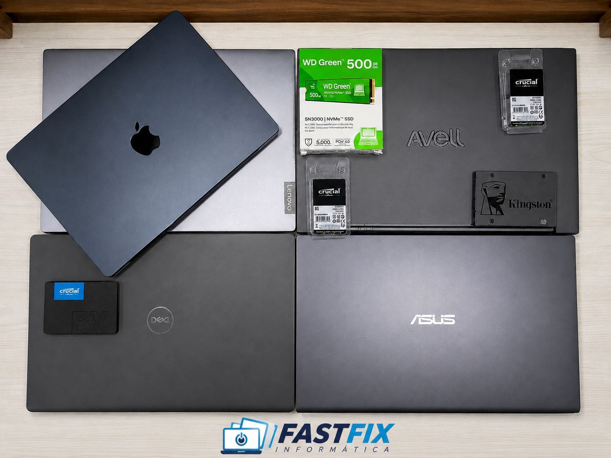 Notebook com SSD e memória para upgrade